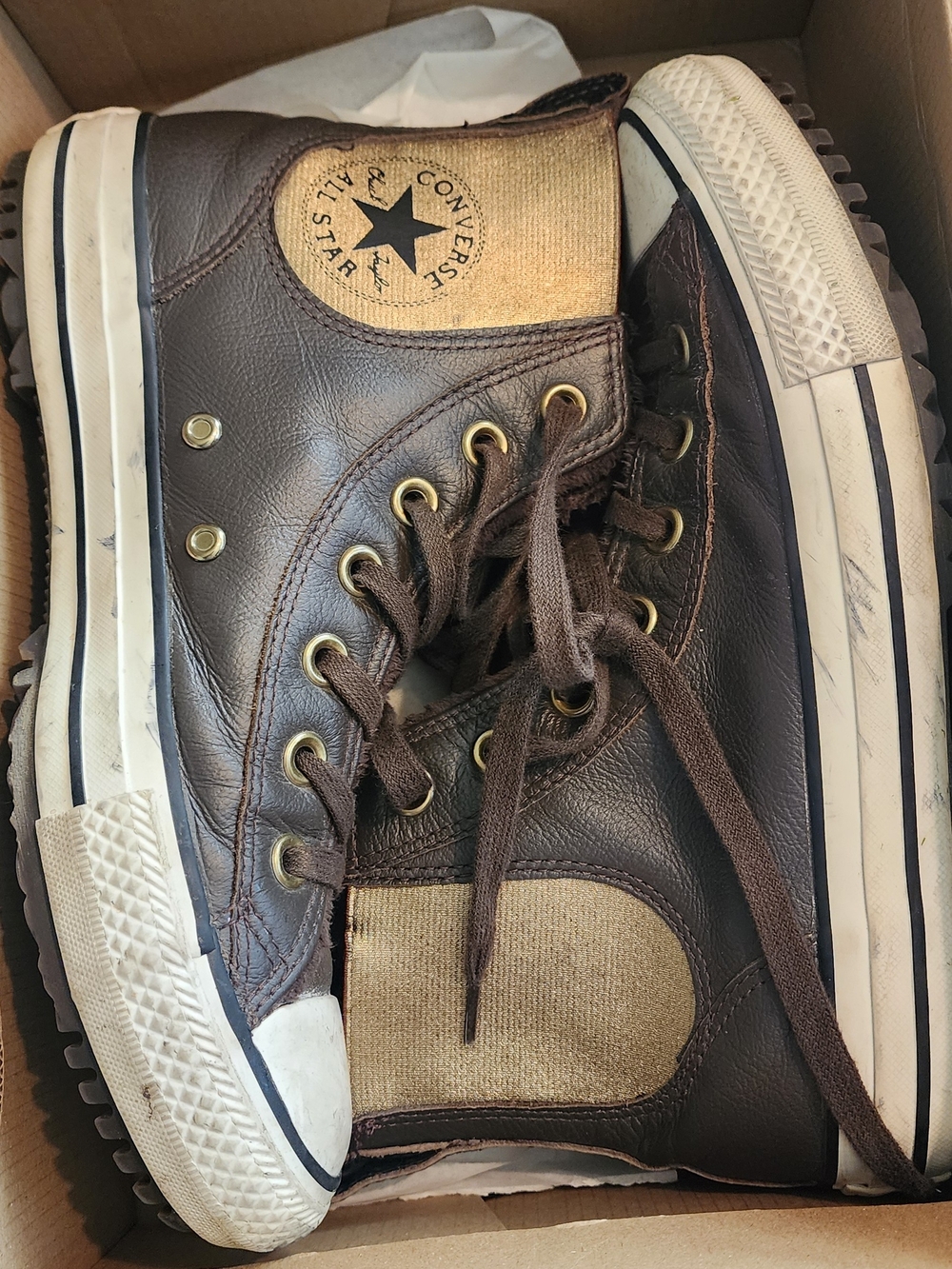 Leather Converse Women's Chocolate High-Top Sneakers